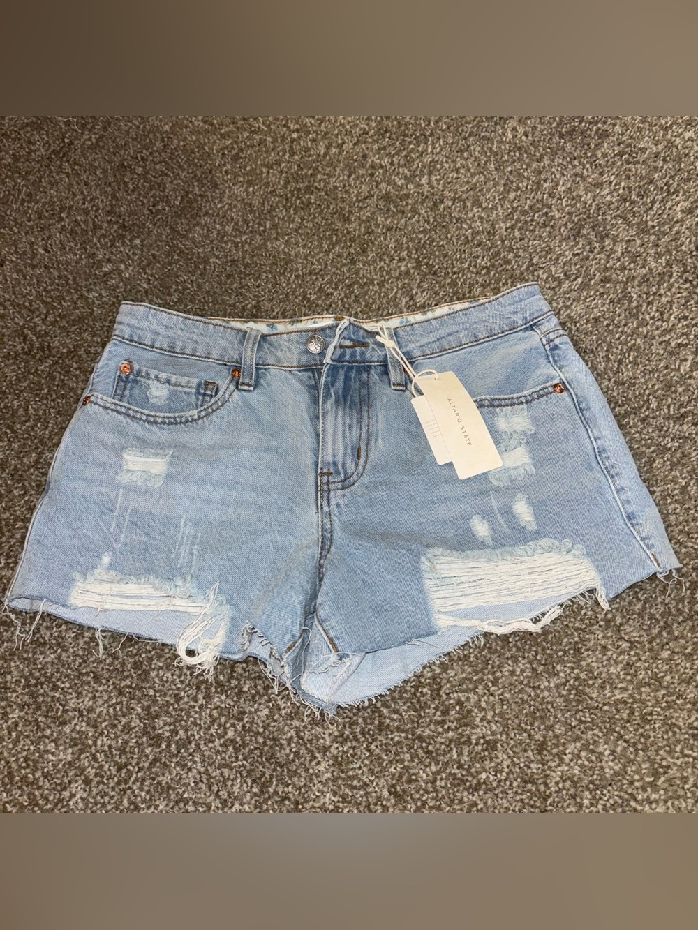 Altar'd State Light Blue Distressed Denim Shorts